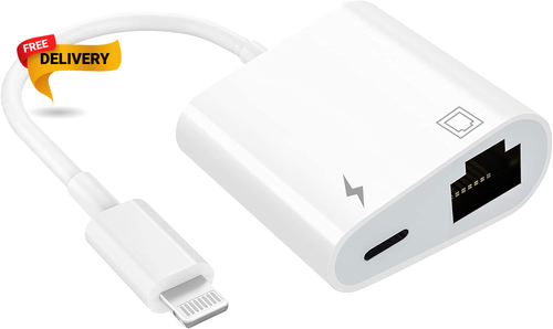 Apple Mfi Certified Lightning to Ethernet Adapter-2 in 1 RJ45 Ethernet LAN Net..