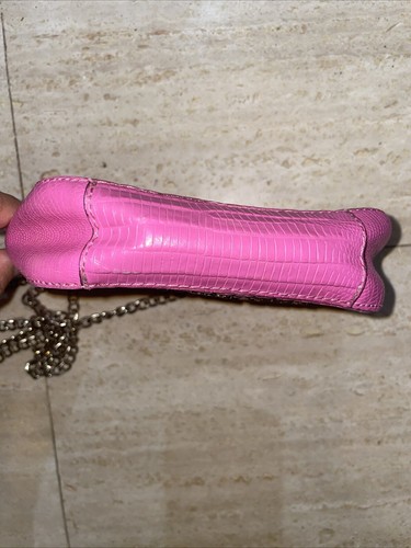JUICY COUTURE Hot BARBIE Pink Leather Crossbody Shoulder Bag Gold Chain - Picture 6 of 8