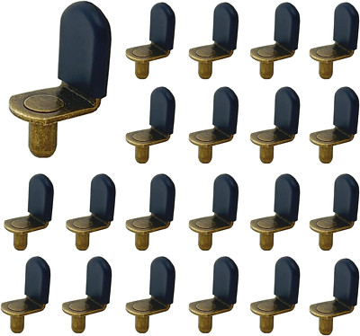 Bronze Shelf Pins, 40Pcs L-Shaped Clips 1/4 Inch Shelf Support Pegs for Glass Su