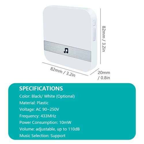 -in Chime for Wireless Video Doorbell Entry Chime with Adjustable B7D8 - Picture 7 of 8