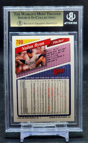 1993 Topps Gold #700 Nolan Ryan Beckett 9.5 Gem Mint Texas Rangers - 第 2/2 張圖片