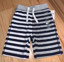NWT GAP BABY BOYS NAVY BLUE  GRAY STRIPED COTTON SHORTS SIZE 18-24M LD6