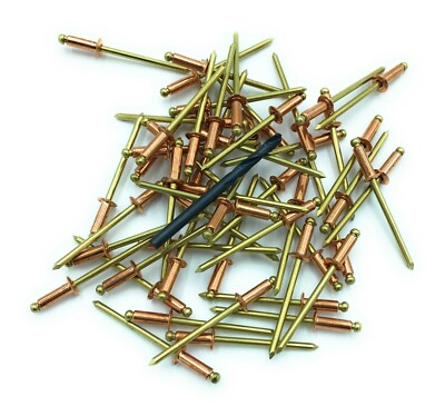 EAGLE 1 Copper Pop Rivet Brass Mandrel #44 (1/8'' Diameter X 1/4'' grip) FREE Bit