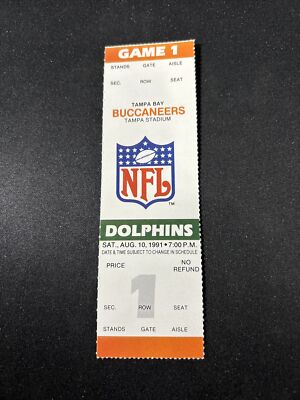 NFL Miami Dolphins vs Tampa Bay Buccaneers Ticket Stub