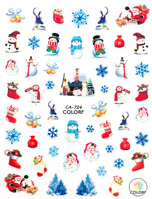 Weihnachten Nagelsticker Nail Art selbstklebend Schneemann X-mas CA-724-1436