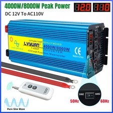 4000W 8000W Power Inverter Pure Sine Wave DC 12V to 110V 4AC Converter 50Hz 60Hz