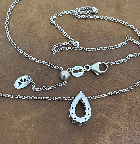 Hearts On Fire Diamond Teardrop Pendant Necklace HOF 18k White Gold 0.3Tcw - Picture 8 of 12