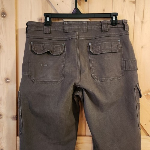 Duluth Trading Co Flex Fire Hose Cargo Pants Men's 40x34 Dark Brown Canvas Pants - Picture 16 of 18
