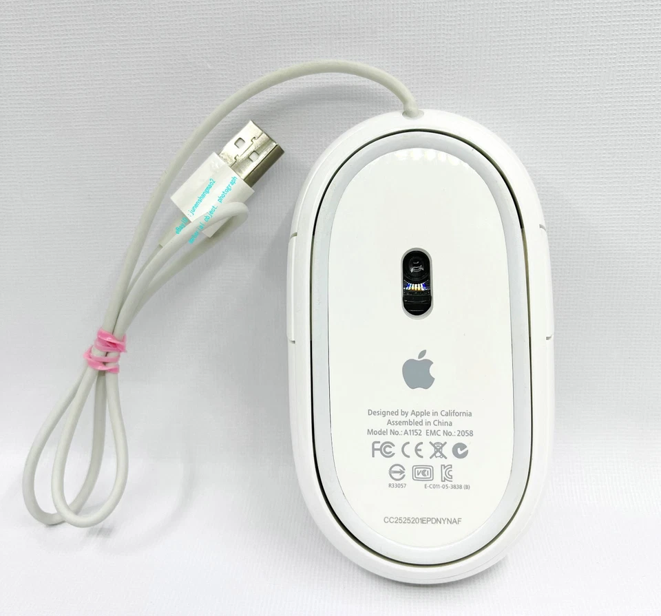 Original Apple Mighty Mouse A1152 EMC No:2058 USB white mouse (cable length 50cm - Image 2 of 4