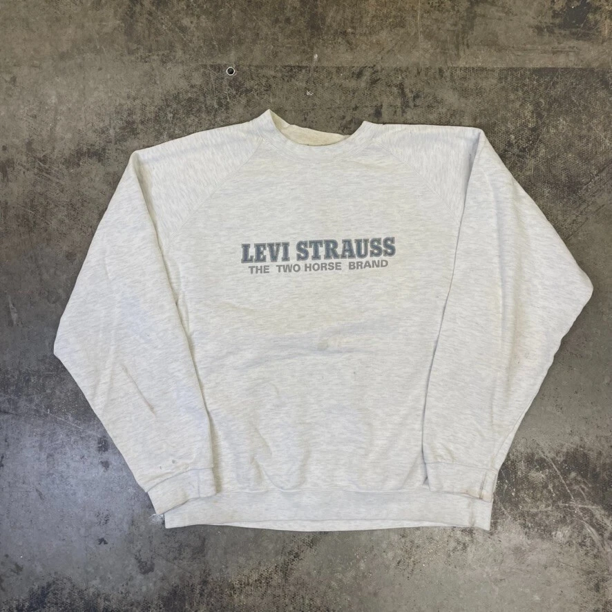 Levis Sweatshirt Y2K Sports Spellout Vintage Jumper Grey Mens XL