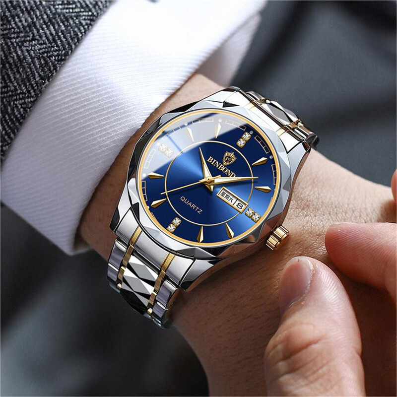 New Men's Quartz Watch Waterproof Metal White Steel Luminous New Men's Quartz Watch Waterproof Metal White Steel Luminous