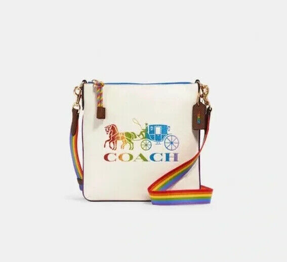 Coach Jes Slim Pride Rainbow Horse Buggy Leather Crossbody Purse Bag