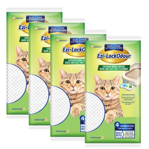 4 x 4 Ezi LockOdour Cat Litter System Absorbant Cat Pads Ezi Lock Odour