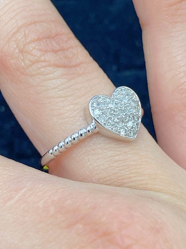 DEAL! 0.25 CT NATURAL CLUSTER PAVE DIAMONDS HEART RING 10K WHITE GOLD - Picture 4 of 12