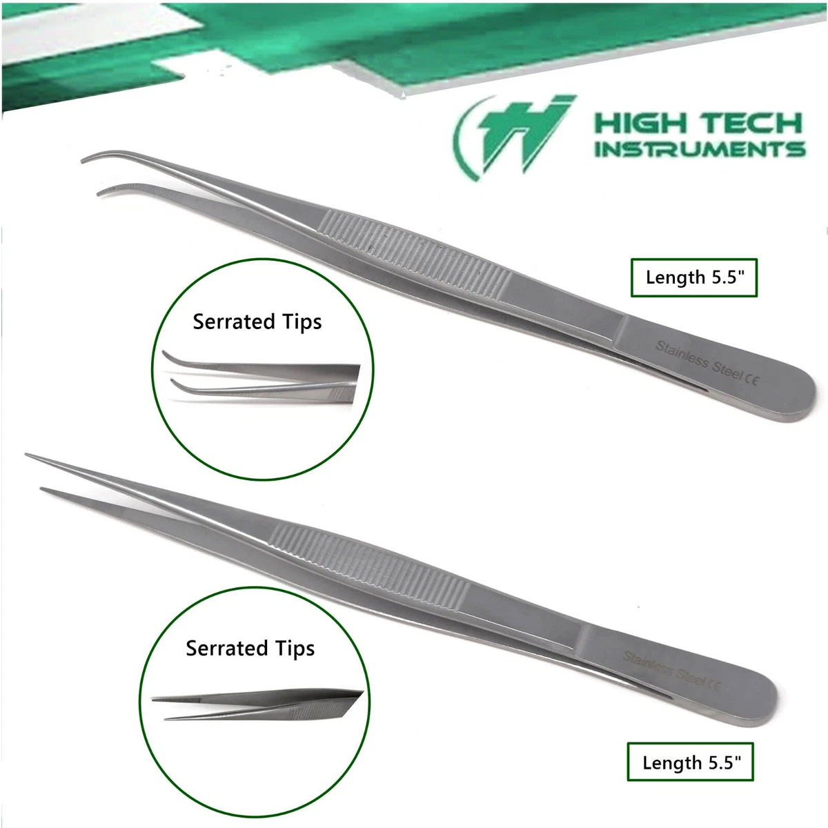 2 Pcs Surgical Tweezers for Ingrown Hair Precision Sharp Needle Pointed  5.5