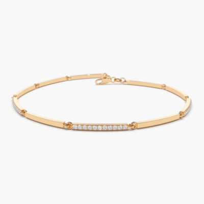 Gold Armband 585 14K Rosegold Schmal mit 55 Brillanten Diamanten VS G