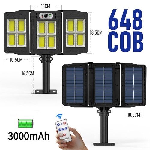 LED Solar Street Lights 3 Head Motion Sensor 270 Angle Wide Lighting Wall Lamp - Picture 24 of 26