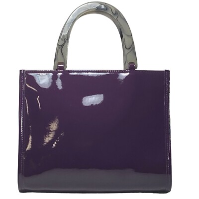 Vintage Purple Patent Leather Purse Acrylic Handle Neiman Marcus Handbag  90s Y2K