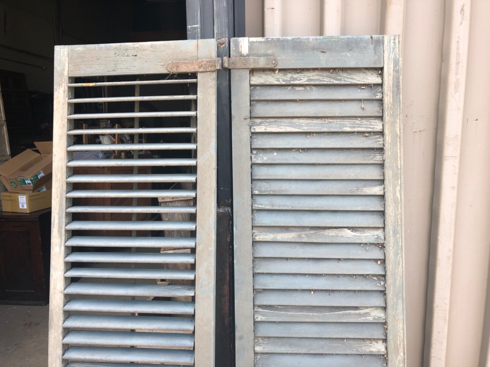 GREAT pair vintage victorian louver house shutters blue green 67” x 16” x 1 1/8” eBay