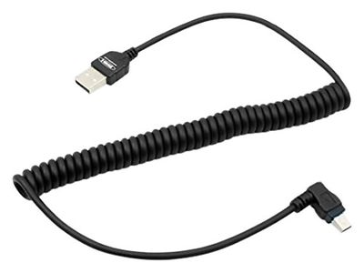 System-S Mini USB Kabel Datenkabel Ladekabel Dehnbares Spiralkabel mit 90° Wi...