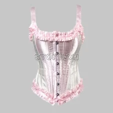 Women's Clothing Pink Corset Bustier thicken all steel boned Shapewear S SIZE
