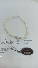 Bracciale con perle naturali d'acqua dolce chiusura e sfere oro bianco 18 kt  