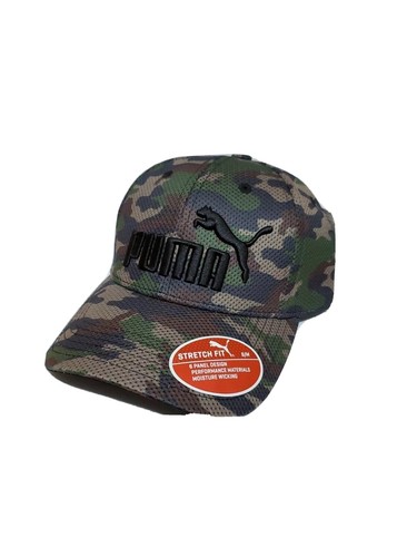 MENS PUMA STRETCH FIT FITTED CAMO HAT 