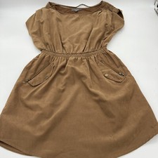 Umgee Brown Short Sleeve Elastic Waist Dress Pocket Detail size M