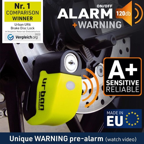 URBAN UR6 Hi-Tech Alarm Disc Lock 120db ON/Off, Warning, Light Alert, A+ - Picture 2 of 7