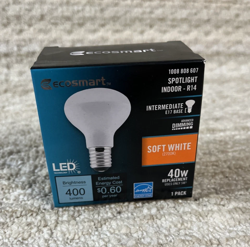 EcoSmart Soft White LED 40W Spotlight Dimmable R14, 1008 808 607 LOT (2) - Image 2 of 4