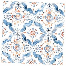 Geometric Peel and Stick Wallpaper Tile Blue/White/Red Floral Damask