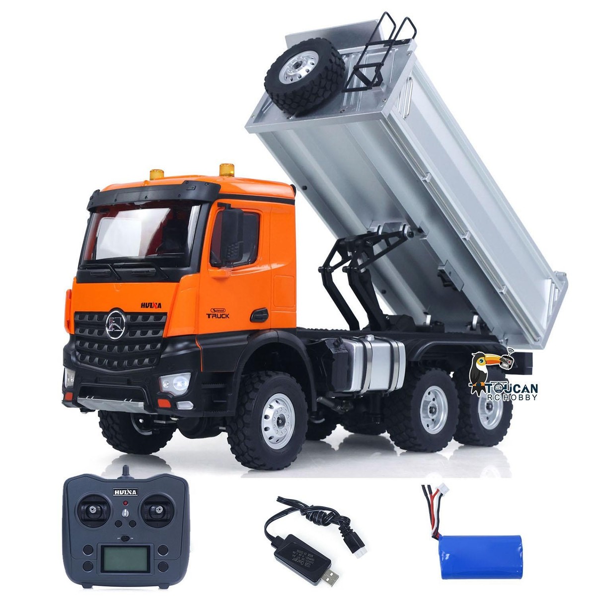 HUINA 1/14 ホッパートラック Second Hand HUINA 1/14 6x6 1598 Dumper Transport Vehicle Tipper