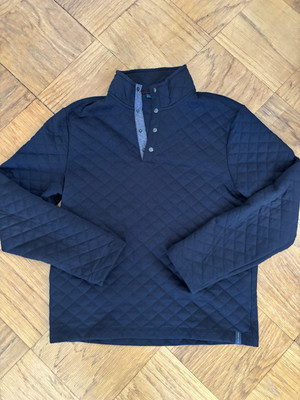 PERRY ELLIS Quilted Pullover 1/4 Snap Button Navy Size M