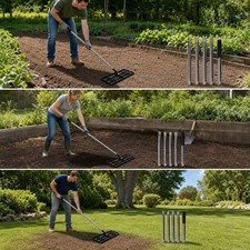 Lawn Leveler Edelstahl Nivellierwerkzeug Rasenharke mit Langem Griff