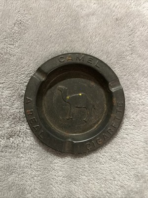 Vintage Camel Tin Ashtray  Camel A Real Cigarette'' 3-Slot Cigarette Ashtray