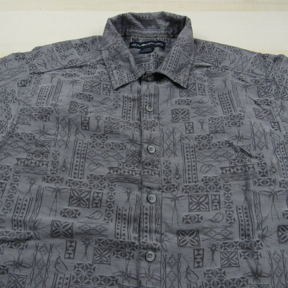 Exofficio Shirt Mens Small Gray Snap Button Down Tech Outdoor Hiking Casual - Image 2 of 4