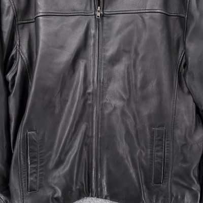 John Ashford Leather Jacket Mens XL Black Long Sleeve Full Zip