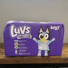 Luvs Diapers Platinum Protection Size 2 Bluey Baby Diapers 104 Count Box 