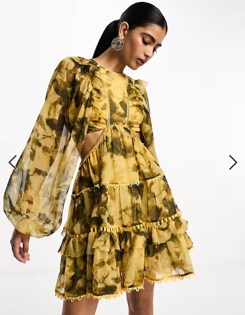 ASOS DESIGN lace insert high neck mini dress in floral grunge print | eBay ASOS DESIGN lace insert high neck mini dress in floral grunge print | eBay