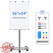 MAKELLO Rolling Whiteboard 3x2 Ft Height Adjustable Wheels