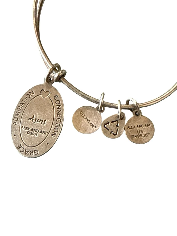 Pulsera Alex And Ani 2016 Tono Plata Mate TÍA Floral Alambre Expandible Moda Foto 3 de 4