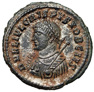 Crispus as Caesar Silvered Nummus ''Campgate'' Heraclea Extremely Fine