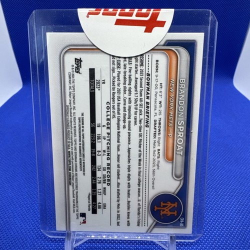2024 Bowman Chrome - Prospect Autographs Brandon Sproat #CPA-BS (AU, RC) - Picture 2 of 2