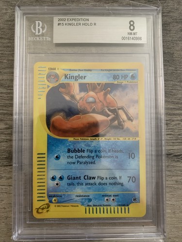 Pokemon TCG 2002 Expedition Kingler #15 Holo Rare Graded BGS 8