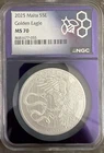 2025 Malta Golden Eagle 1 oz .999 Silver NGC MS70 Purple Core 5 Euro