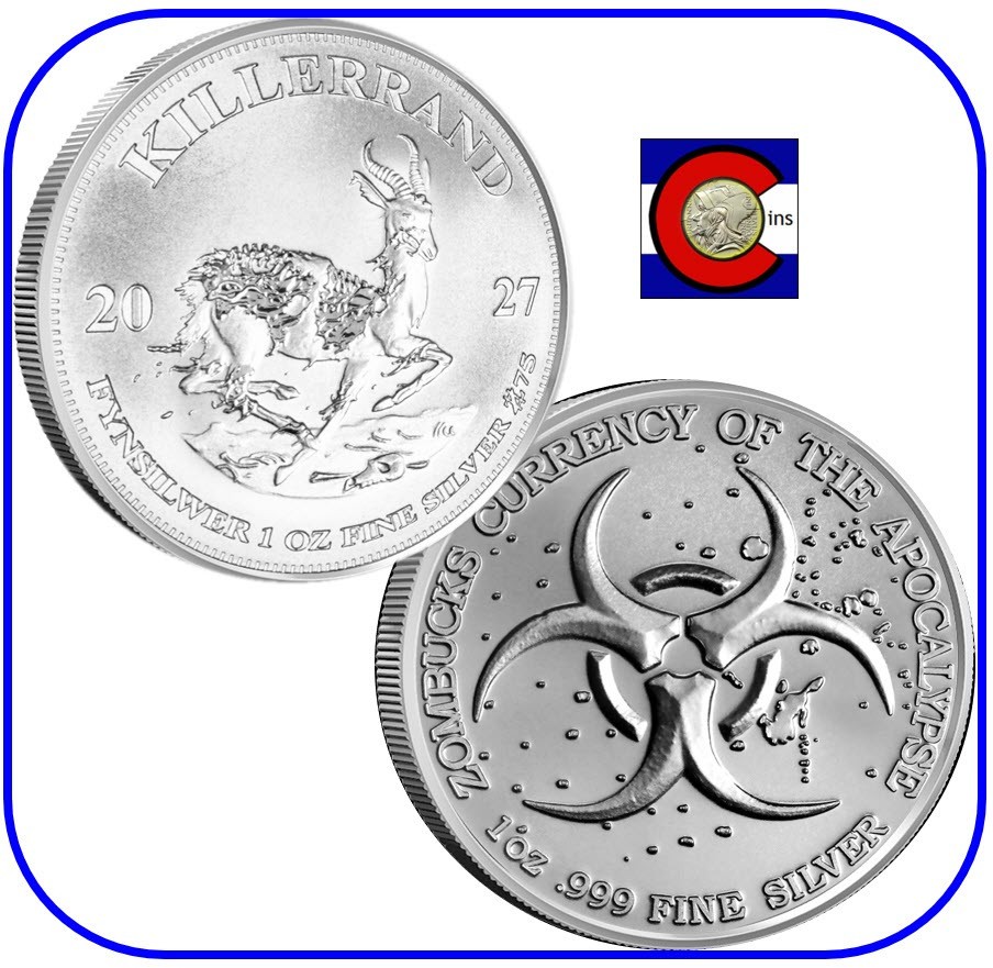 アメリカ硬貨　バンクシー 2024 (2027) Zombucks World Killerrand BU 1 oz 0.999 Silver Round