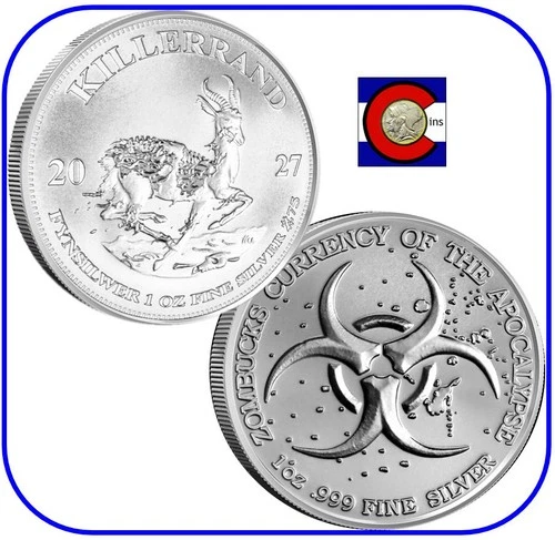2024 (2027) Zombucks World Killerrand BU 1oz 0.999 Silver Round/Coin in Capsule