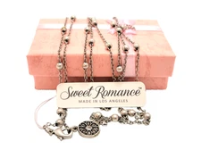 Sweet Romance Silver tone Ball and Chain Necklace Stackable NWT