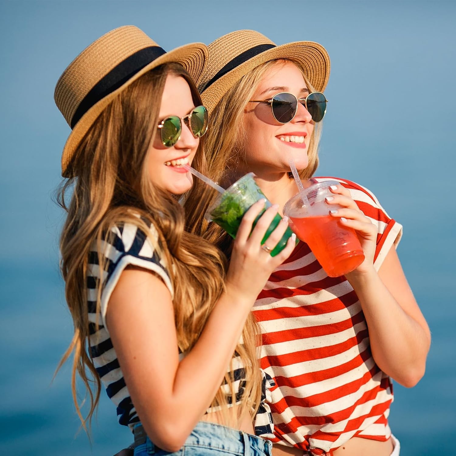 Eupako 8 oz Plastic Cups with Lids, Clear Disposable 8 OZ., 8 OZ. 