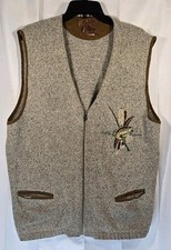 Vintage Unlimited Quest Embroidered Fishing Sweater Vest Size XL - 48" Chest